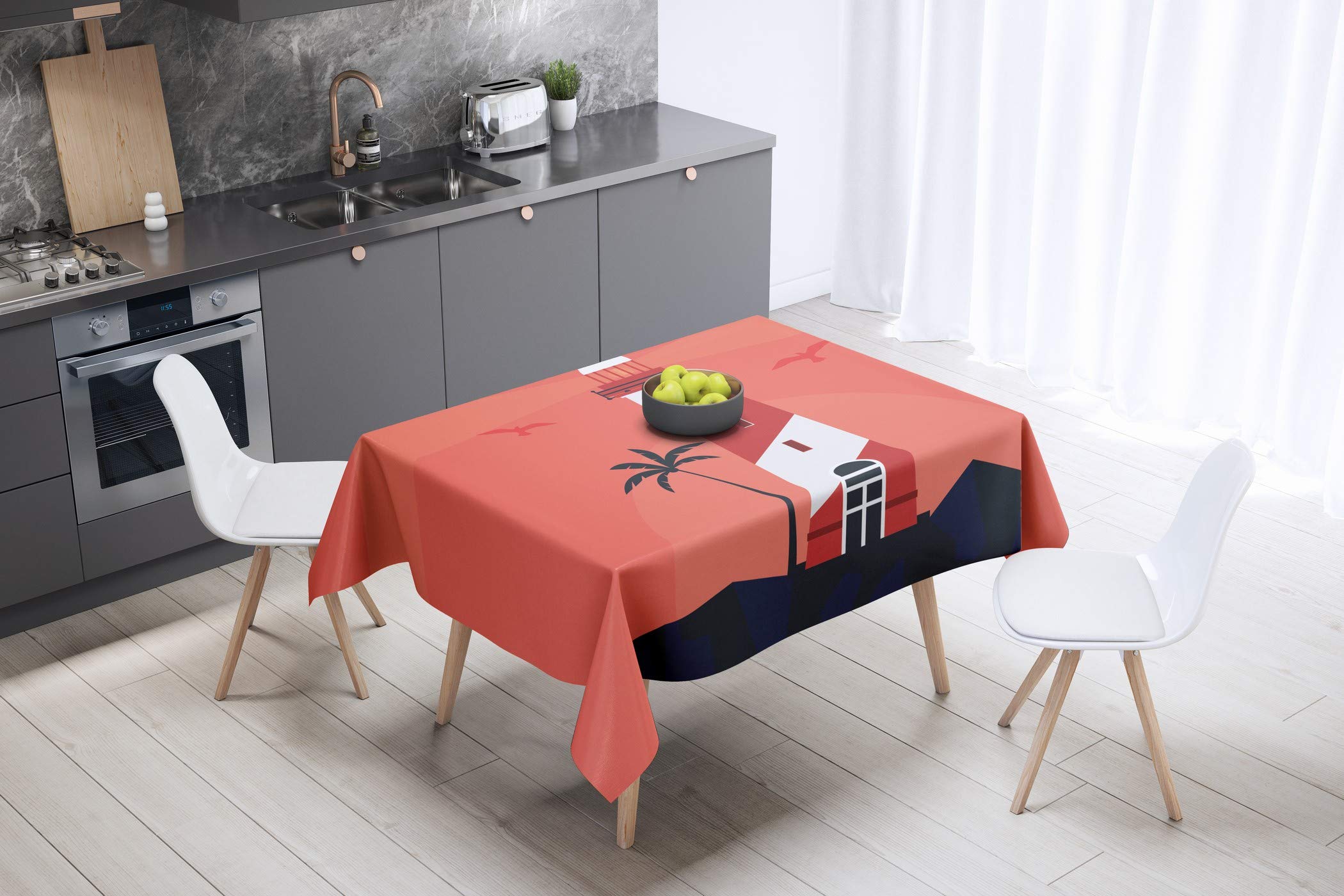 Bonamaison Kitchen Decoration, Tablecloth, 140cm x 140cm - Designed and Manufactured in Turkey