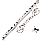 Bestten 12 Outlet Heavy Duty Metal Surge Protector Power Strip, 15-Foot Long Extension Cord, ETL Listed