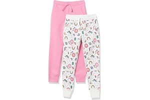 Amazon Essentials Girls and Toddlers' Fleece Jogger Sweatpants (Previously Spotted Zebra), Pack of 2
