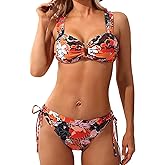 ZEMOQ Women's Bikini Sets U-Wire Cutout Two Piece Swimsuits Push Up Drawstring Bathing Suit Swimwear