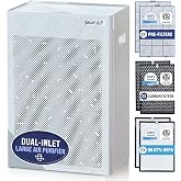 Smart Air SA600 Large HEPA Air Purifier for Pets, Cleans 2400 ft&sup2;/hr, For Homes, Offices, Dual Inlet, 2X 99.97% H13 HEPA, 2X Carbon Filters, Washable Pre-Filters for Pet Hair, Allergens,Odors,Gases