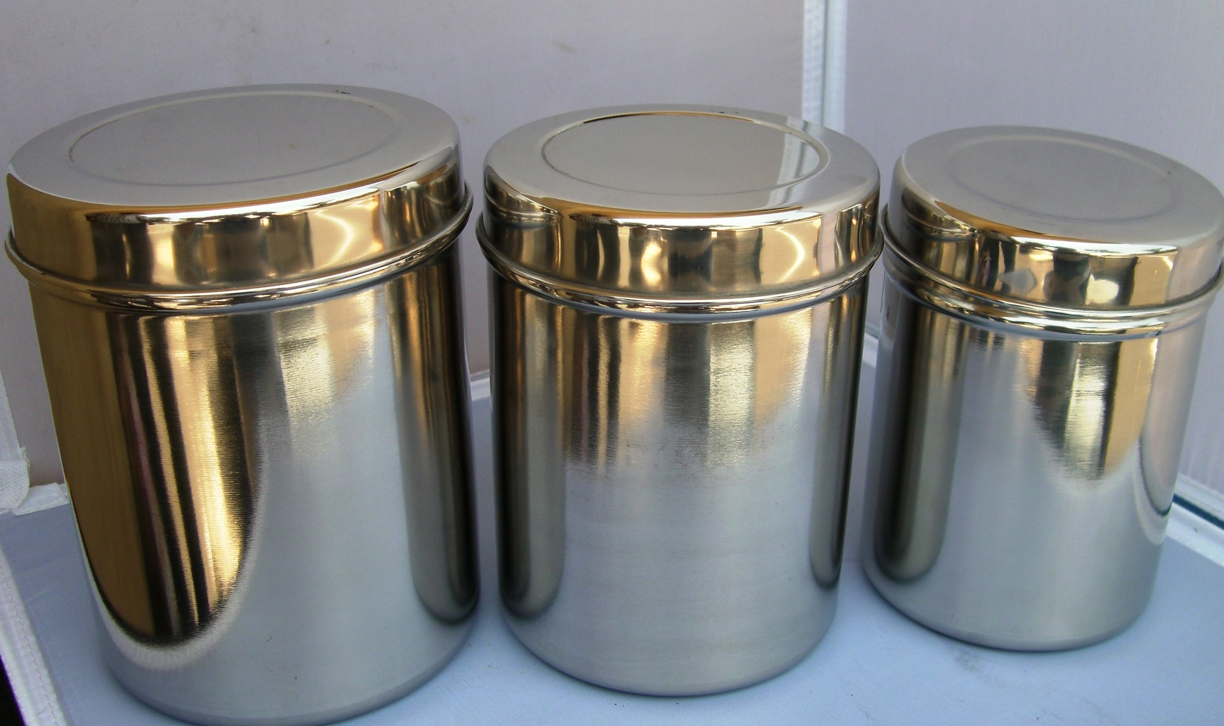 Stainless Steel Tea Tin/ Canister Container Set of 3 Buy Online in