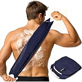 Yiclick Exfoliating Washcloth Towel with Handle, Back Scrubber for Shower, Exfoliating Body Scrubber Exfoliator, Japanese Wash Cloth for Body Scrub, Bath Sponge Loofah Luffa Washer Exfoliator