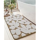 DEXI Bathroom Rugs Non Slip, 16x24 Washable Microfiber Bath Mat Quick Dry, Absorbent Ultra Soft Leaf Plant Bathmat for Shower Floor Tub Sink, Brown
