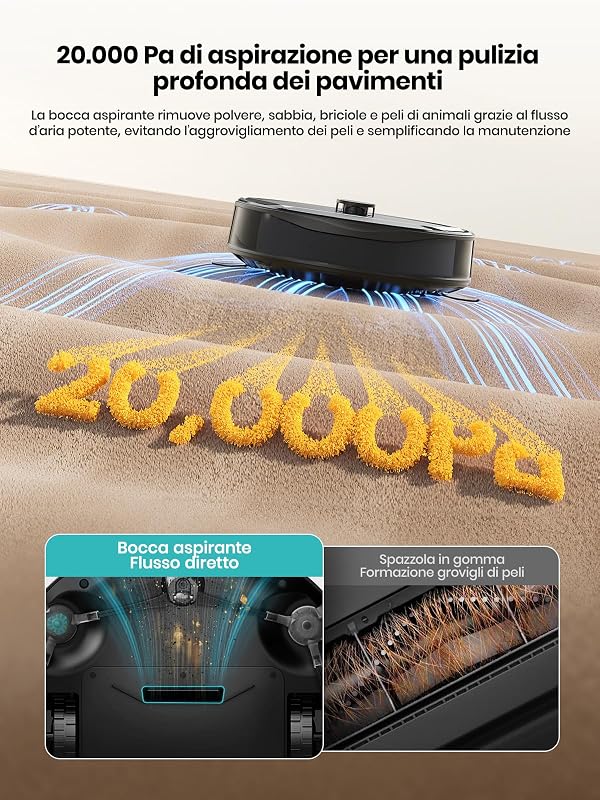 M210 PRO OMNI Robot Aspirapolvere Lavapavimenti con Rullo 20.000Pa