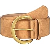 WHIPPY Women’s Wide Leather Belt for Dresses Fashion Casual Laides Thick Suede Belt with Gold Buckle