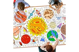 DDMY Giant Coloring Poster Versatile Outer Space Activity Kids Coloring Drawing Paper, 72 x 35.5 Inch Coloring Tablecloth for Classroom Wall/Kids Party/School Events Coloring Table Cover for Kids