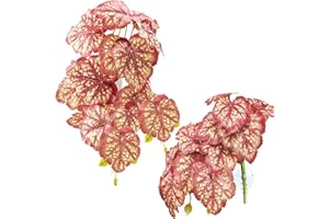 Woyrise Reptile Plants, Terrarium Hanging Plants Vines for Reptile Tank, Amphibian Habitat Leaves Decor with Suction Cup for Bearded Dragon Lizard Snake Gecko Frog Hermit Crab - 2Pcs Pink Heuchera