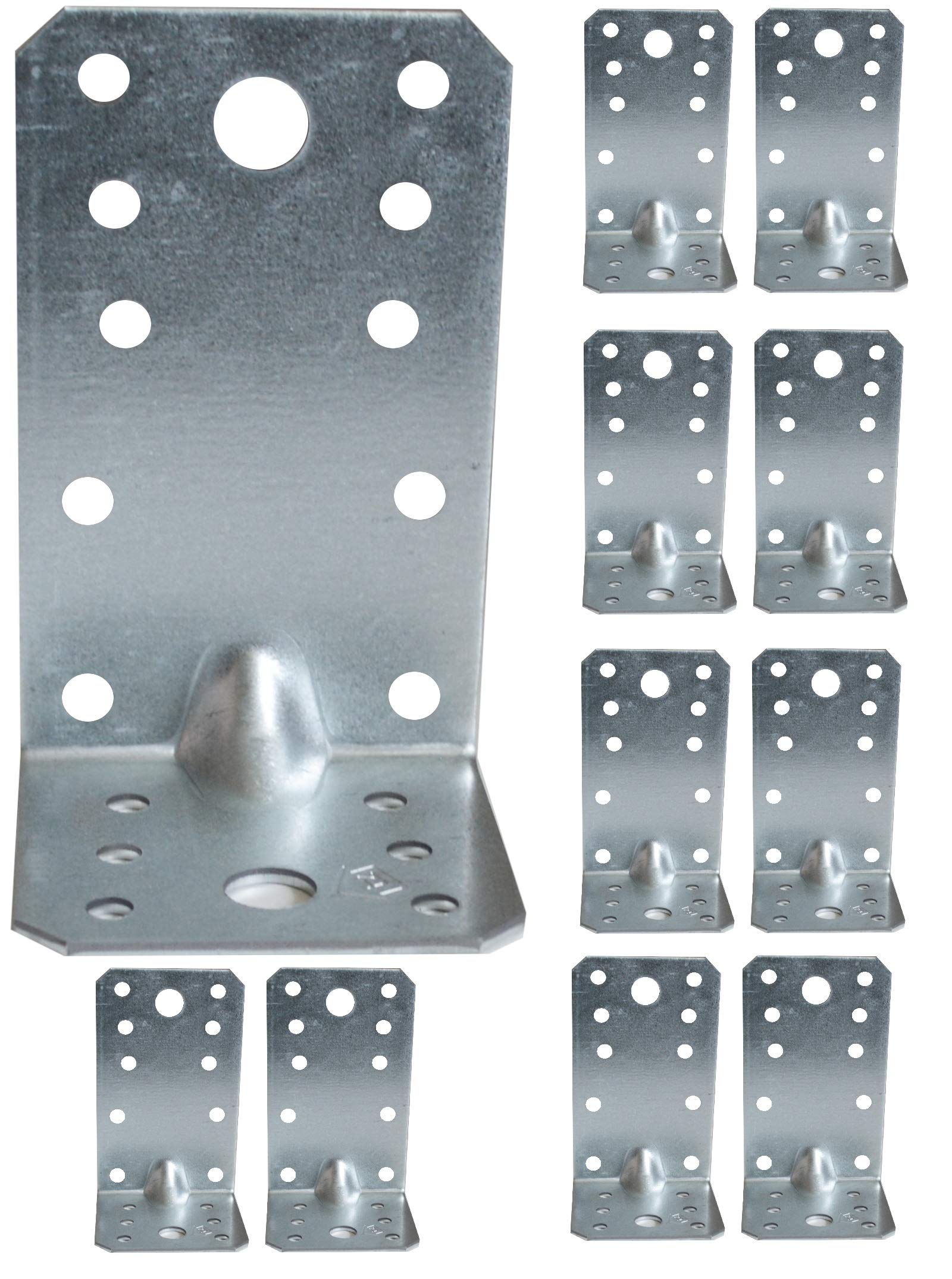Corner Braces Brackets Plates, Heavy Duty Wooden Angle, Metal Steel Sheet Galvanised 3,54" x 1,97" x 2,17" (90 x 50 x 55 mm x2 mm) ART3 Pack of 10pcs