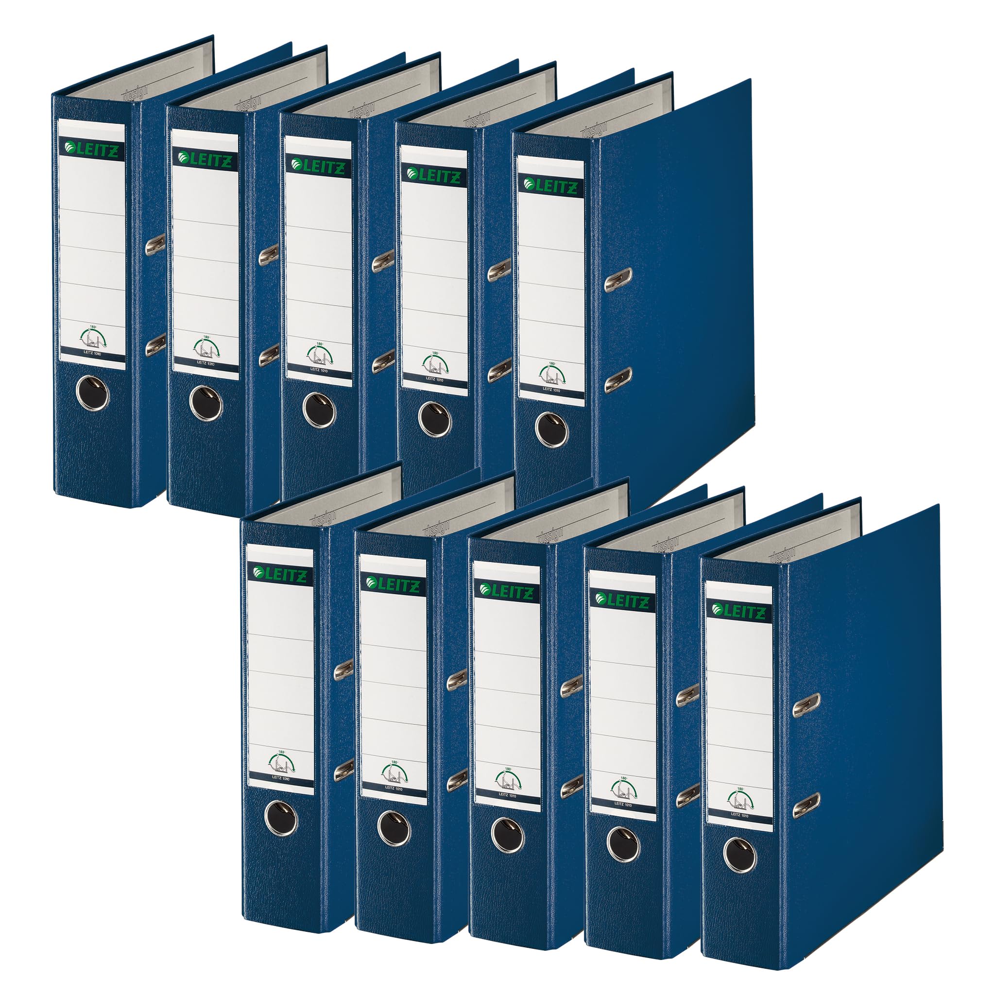 Leitz 10101035 180° Plastic Lever Arch File A4 80 mm (Blue) - Pack of 10