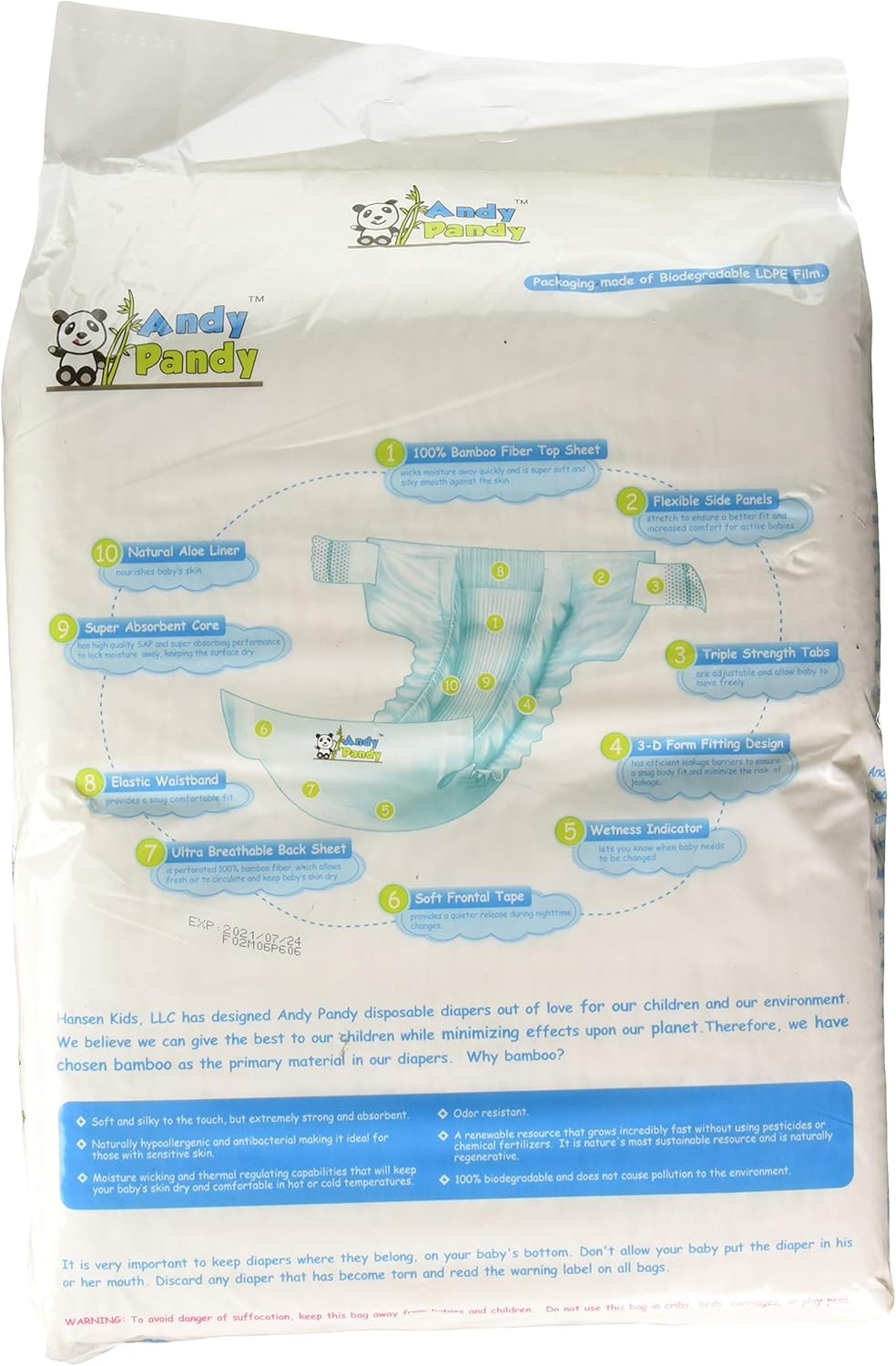 eco friendly premium bamboo disposable diapers by andy pandy