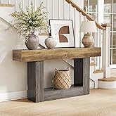 LITTLE TREE 63 Inches Long Console Table, 2-Tier Farmhouse Sofa Table Behind Couch, Large Narrow Entryway Table for Living Ro