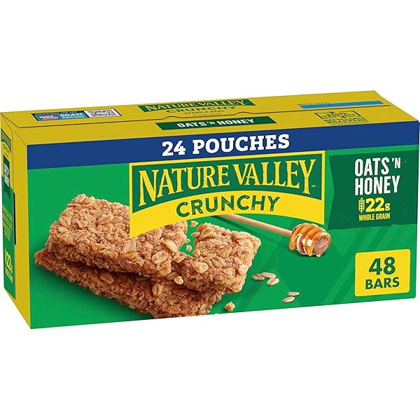 NATURE VALLEY CRUNCHY GRANOLA BARS, OATS ‘N HONEY, 48 CT, 35.76 OZ (24 POUCHES)