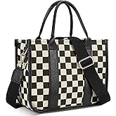Small Checkered Crossbody Bag Checkered Tote Handbags Black and White Purse Casual Tote Handbags for Work Travel