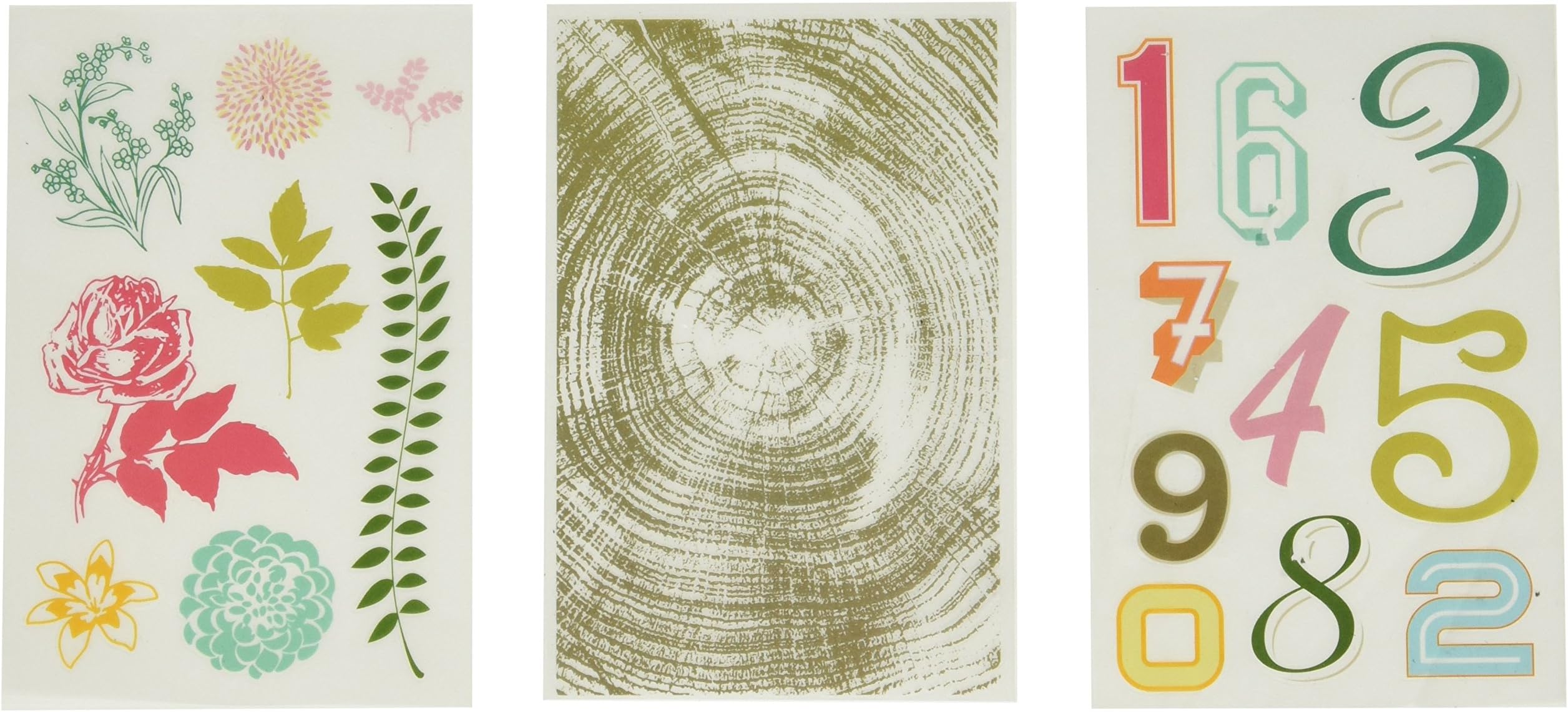 Studio Calico 3-Piece Lemon Lush Rub on Transfer Sheets Wood Grain/Ferns/Numbers