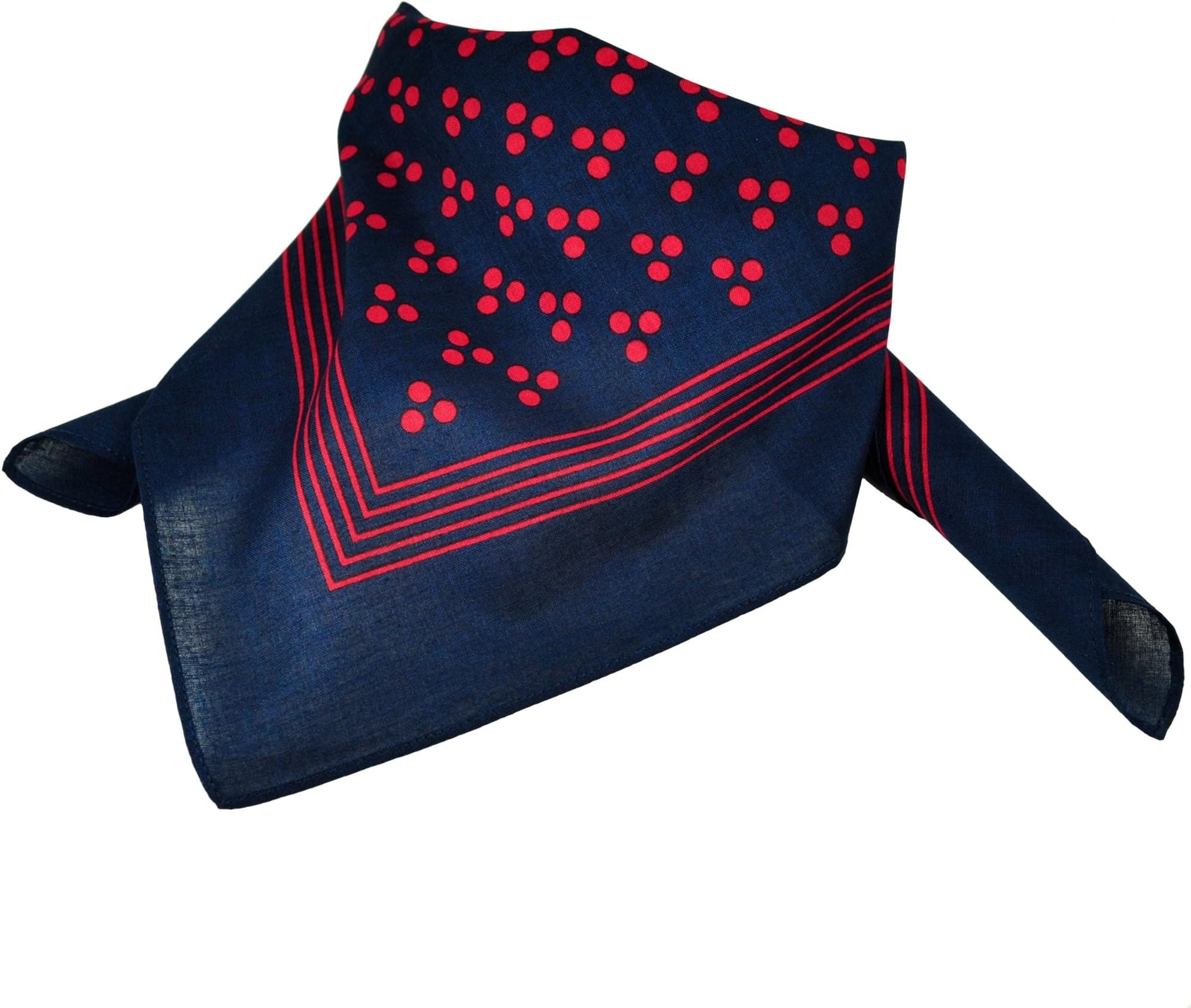 Navy Blue With Red 3-Dot & Stripes Bandana Neckerchief