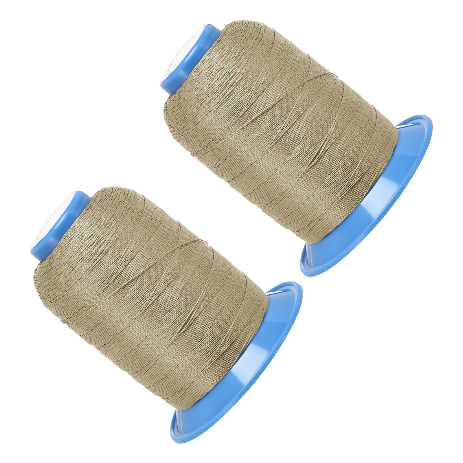 Kozelo 2pcs Polyester Sewing Thread -[0.38mm (300D/3) x 870 Yards] Extra Long Bonded All-Purpose Sewing Thread for Hand Stitching Sewing Machine Use|Polyester, Khaki