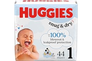 Huggies Size 1 Diapers, Snug & Dry Newborn Diapers, Size 1 (8-14 lbs), 44 Count, Packaging May Vary