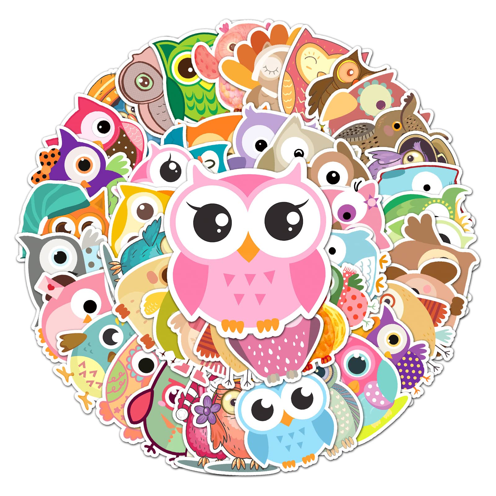Owl Stickers for Laptop(50 PCS),Gift for Children Teens Adults Girl Boys,Waterproof Stickers for Water Bottle,Cartoon Owl Vinyl Stickers for Scrapbook,Skateboard,Bike,Phone,Dairy