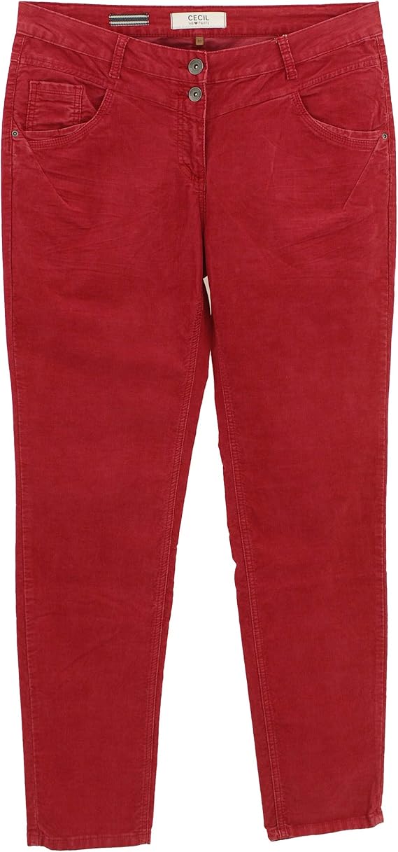 Cecil Damen Damen Jeans Hose Trouser Corduroy Nadelcord Stretch Red
