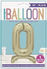 Unique Gold Standing Number 0 Foil Balloon 30, 76 cm Inflate with Air view 2