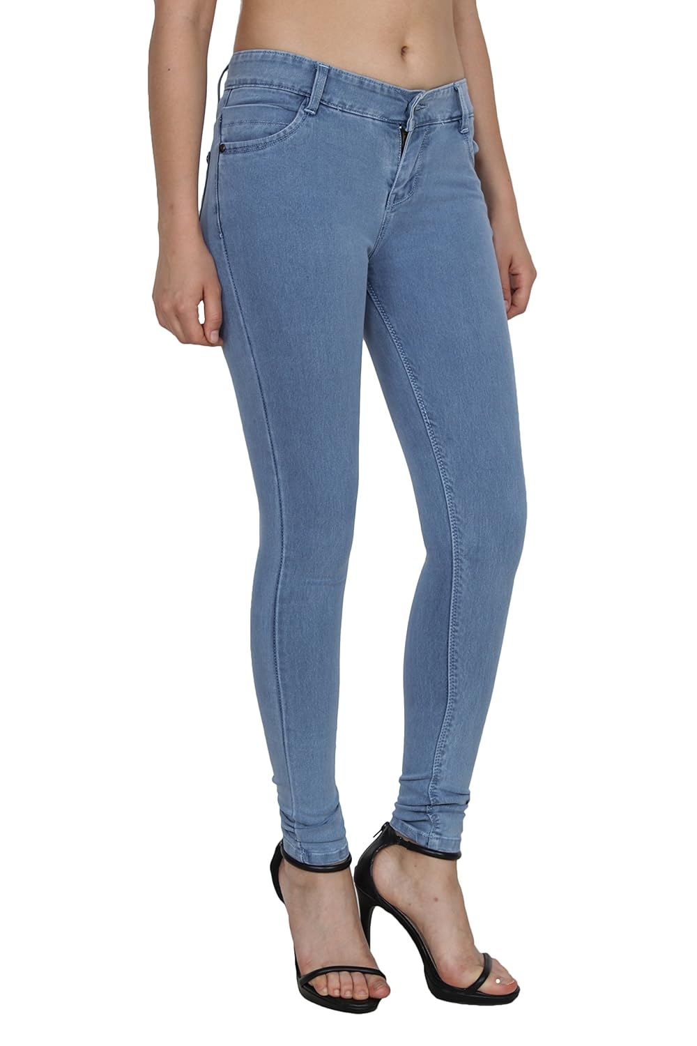 buttun silky soft skinny denim cotton jeans for women
