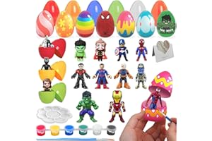 QUEENII Filled Easter Eggs with Super Hero Toys Inside, Mar-vel Easter Basket Stuffers for Toddler,Easter Party Favors, Filled Easter Eggs Hunt, Easter Egg Fillers, Easter Decorations Gift for Kids-21 Pcs