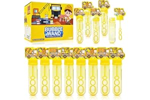 WOBENY 24 Pack Construction Truck Bubble Wands for Kids - Large Cartoon Excavator Bubbles Bulk with Refill Solution Toys for Carnival, Goodie Bag Stuffers, Boys Girls Birthday Gifts, Christmas Party Favors