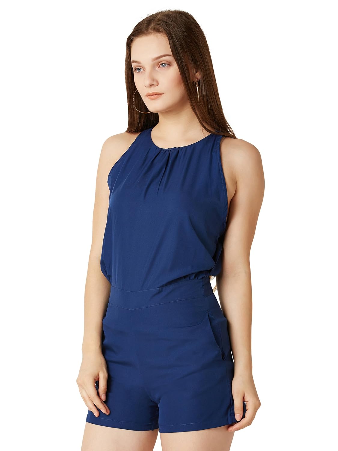 miss chase women's navy blue mini playsuit