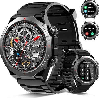Smartwatch Herren Damen, Militär Smart Watch mit Telefonfunktion, 1,39"HD Touchscreen, IP68 Wasserdicht Sportuhr, 110+Sportmodi Fitness Tracker, Herzfrequenz, Schlafmonitor, Fitnessuhr für iOS Android