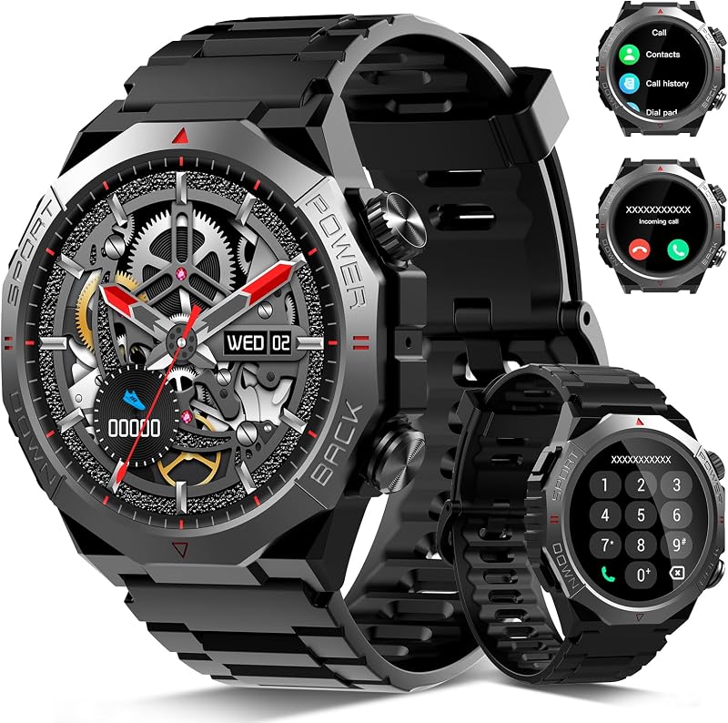 Smartwatch Herren Damen, Militär Smart Watch mit Telefonfunktion, 1,39"HD Touchscreen, IP68 Wasserdicht Sportuhr, 110+Sportmodi Fitness Tracker, Herzfrequenz, Schlafmonitor, Fitnessuhr für iOS Android — Foto 1 von 7