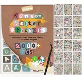 2000Pcs Vintage Letter Stickers Book, Scrapbook Supplies for Journaling DIY | Magazine Ransom Alphabet Stickers for Scrapbooking, Journal Junk, DIY Crafts Notebook - 30 Sheets with Number-Symbol-Icons