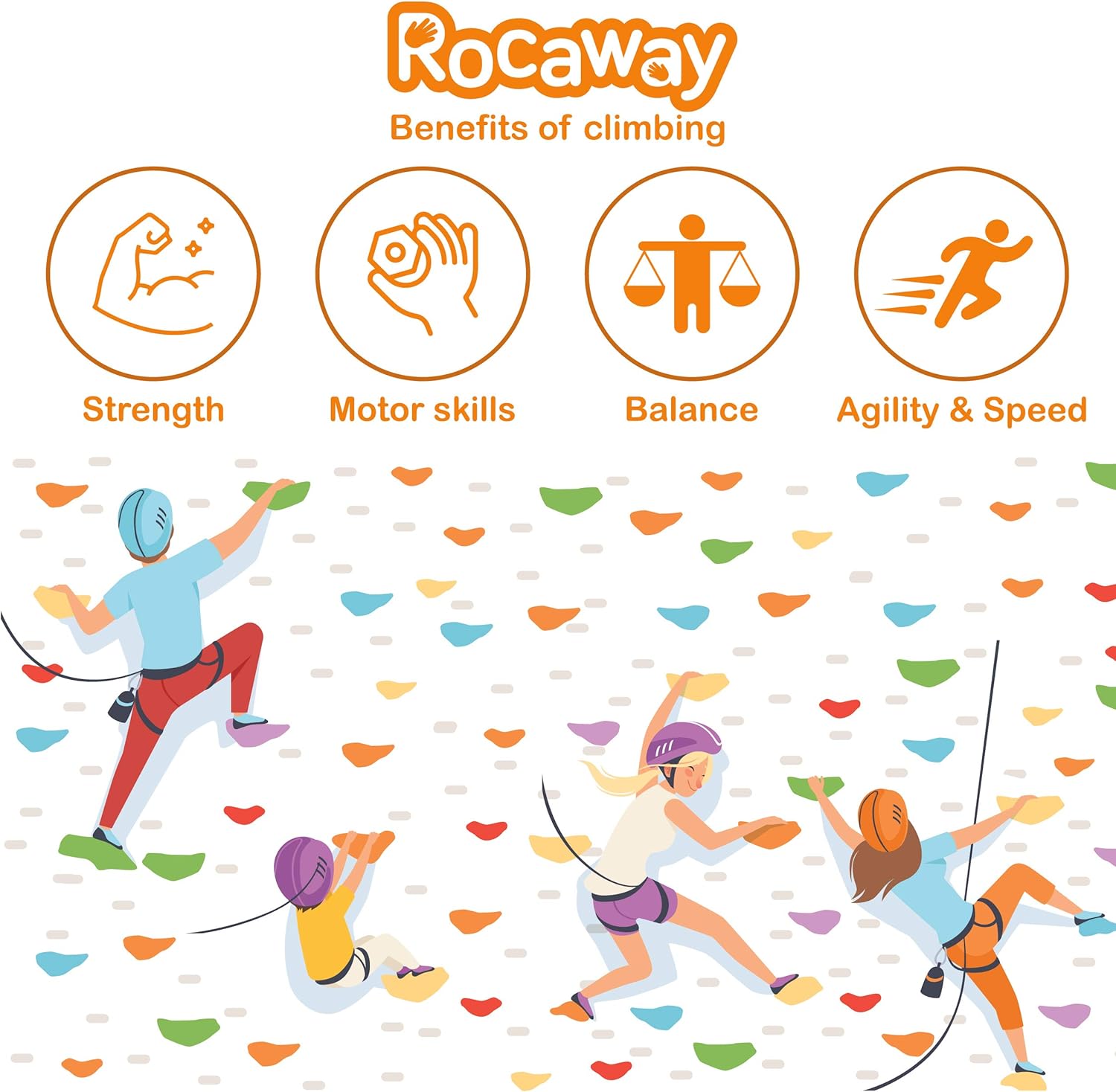 Rock Climbing Holds for Kids, 25 Rocks with 8ft Knotted Rope, Rock Wall Handles and Carry Bag: Toys & Games