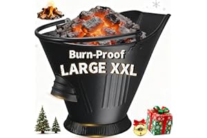 AMAGABELI GARDEN & HOME XXL 5-Gallon Ash Bucket for Fireplace Metal Coal Bucket Wood Stove Charcoal Bucket Hot Ashes Can Pail Fireside for Fire Pit Firewood Burning Indoor Outdoor Grill Hearth Tools