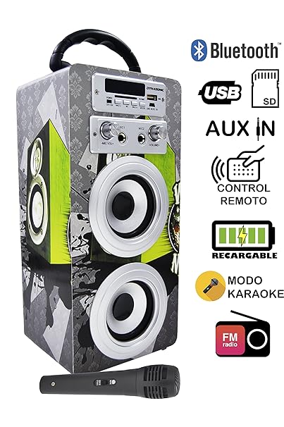 Karaoke Anlage Bluetooth - Kinder Karaoke Player - Mikrofon mit Lautsprecher Boxen Bluetooth Akku-Lautsprecherbox (USB-SD-Slo