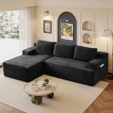Boneless Couch, Cloud Couch Sofa, Sectional Couches for Living Room | Comfy L-Shaped Modern Sectional Sofa, Upholstered Corduroy Couch with Storage Pocket for Apartment, No Assembly Required