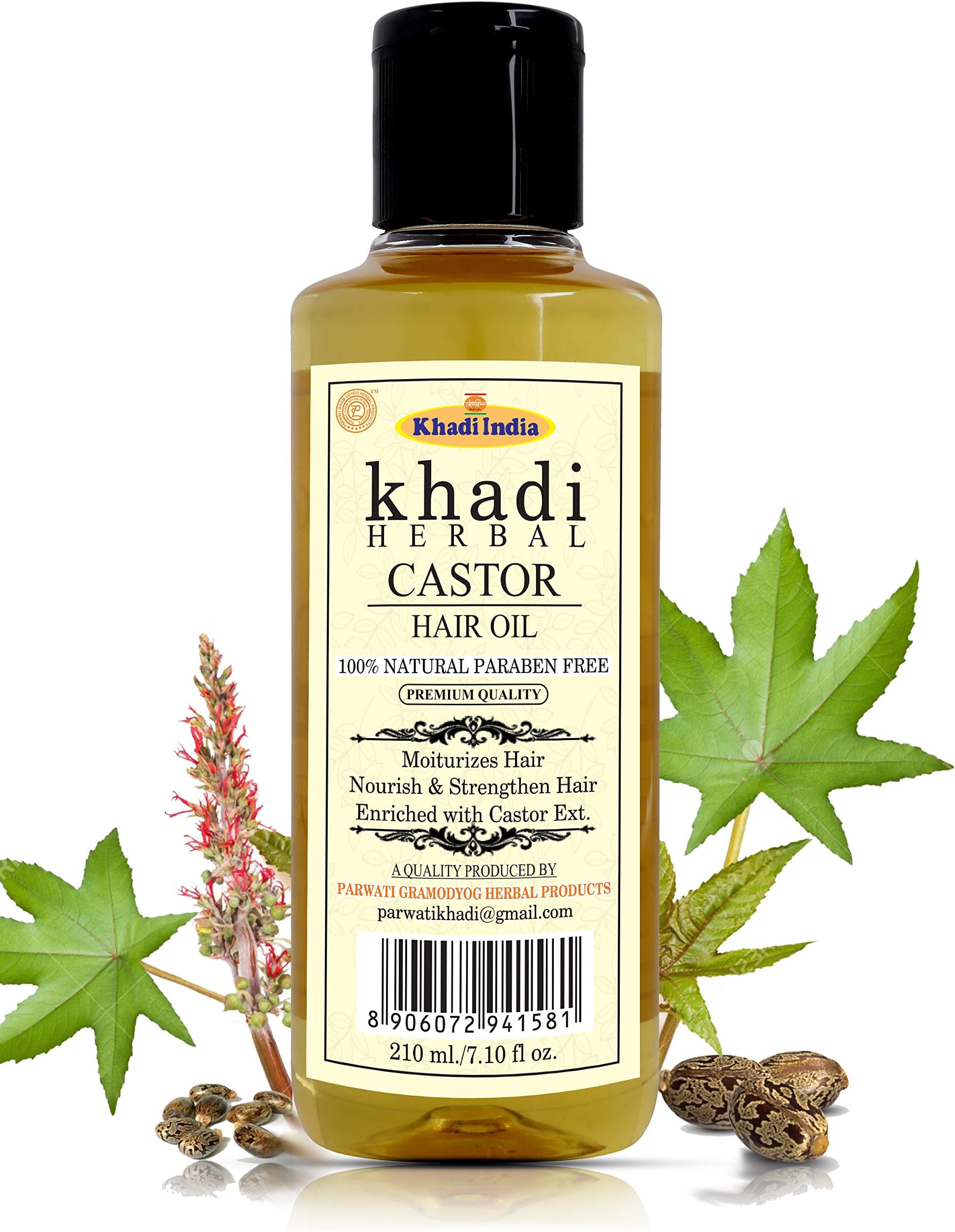KHADI NATURAL Herbal Natural Castor Hair Oil For Moisturizes, Nourish & Strengthen Hair (210ml)