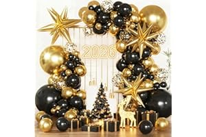 KARLURE Black and Gold Balloon Arch Kit, Black and Gold Party Decorations for Birthday Bachelorette Retirement Office Christmas 2026 New Years Eve Graduation Anniversary Party Decorations