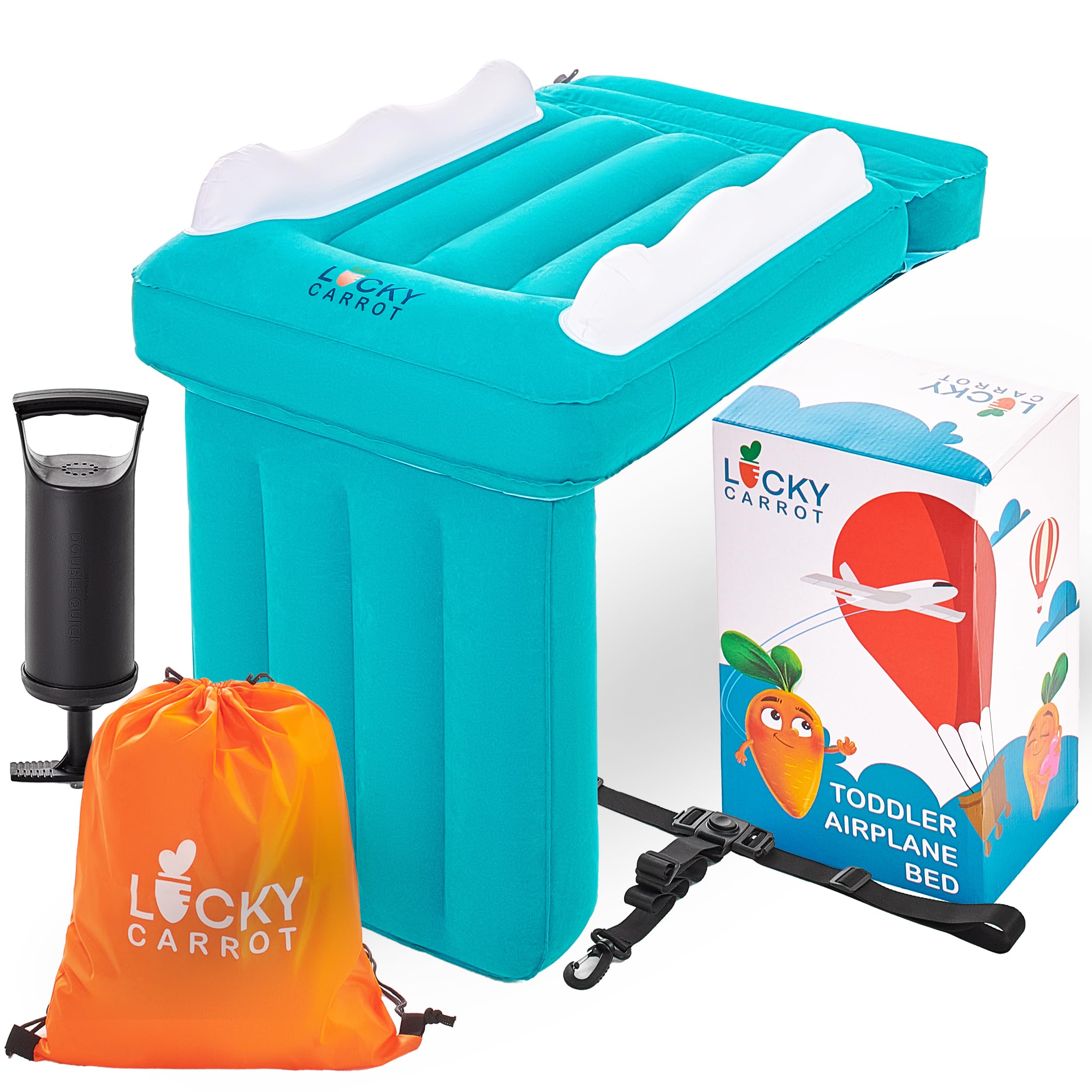 Photo 1 of Inflatable Toddler Airplane Bed - Baby Airplane Bed - Inflatable Airplane Bed for Toddlers - Kids Plane Bed, Airplane Seat Extender for Kids - Blow Up Toddler Travel Bed with Sides, Safety Belt, Pump