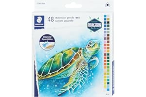 STAEDTLER Triangular Watercolour Pencils: Set of 48 Assorted Colours - Ergonomic Art Supplies for Colouring, Drawing, Sketchi