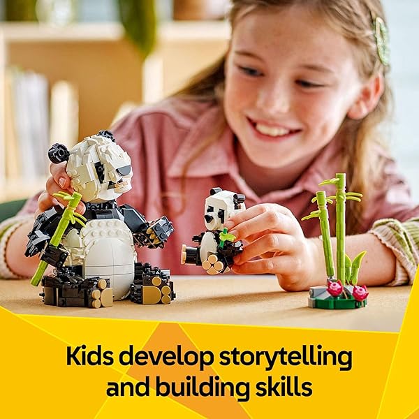 LEGO CREATOR 3 IN 1 WILD ANIMALS PANDA FAMILY – BUILDING TOY KIT FOR KIDS WITH 3 BUILDING OPTIONS, PANDA, PENGUIN, OR ORCA – 8 YEAR OLD GIRL & BOY BIRTHDAY GIFTS – 31165