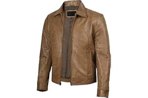 BLINGSOUL Brown Leather Jacket Men - Black Real Lambskin Mens Leather Jacket