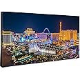 Las Vegas Skyline Wall Art American Cityscape Wall Decor City Night View Canvas Prints Picture Bellagio Fountain Skyscraper Painting Modern Artwork for Bedroom Living Room Home Decoration 20x40”