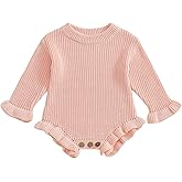 Mubineo Baby Girl Fall Winter Clothes Basic Plain Cute Sweater Romper Outfit Pullover Ruffle Long Sleeve Newborn Outfits
