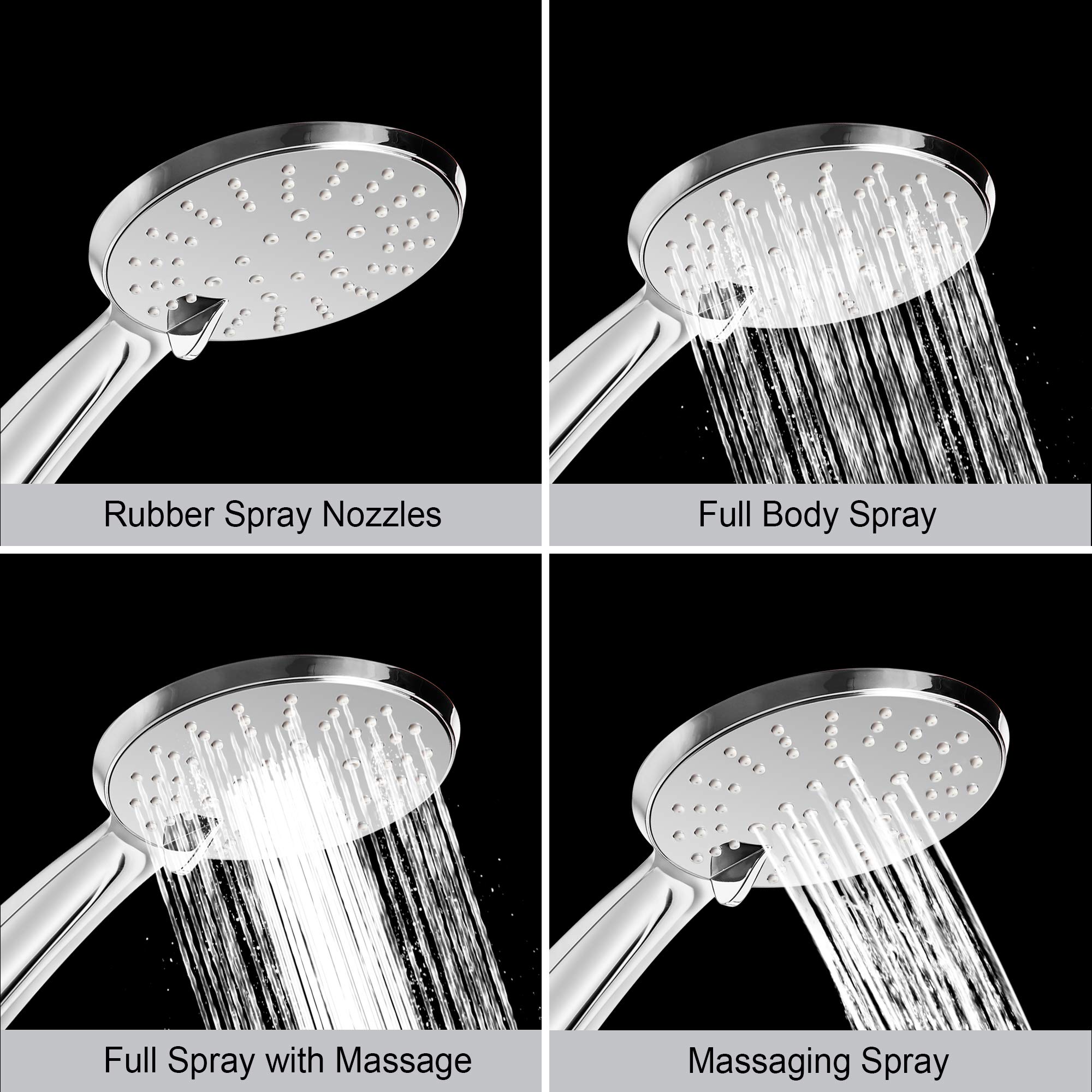 Handheld Shower Head, Hiseea Universal Water Saving Bath Showerhead with 3 Mode Function Spray, Chrome