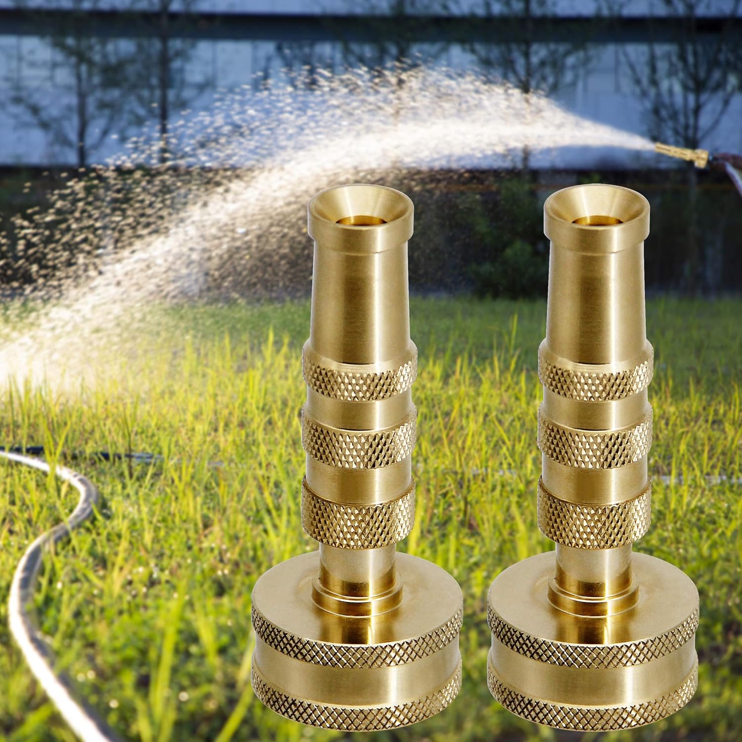 ATDAWN Brass Hose Nozzle, Heavy-Duty Brass Adjustable Twist Hose Nozzle, 2 Pack (3") : Garden & Outdoor