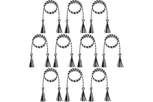 D DODOU 10 Pieces Graduation Cords Polyester Graduation Honor Braided Cords with Sewing Tassels for Bachelor, Master, Doctor 68" Long (Black White)