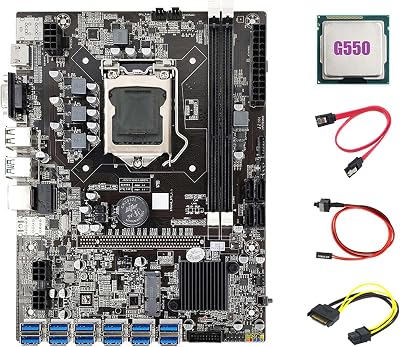 Lodokdre B75 ETH Miner Motherboard 12 PCIE LGA1155 G550 CPU Cables