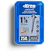 Kreg SML-C125-250 Zinc Pocket Screw - 1 1/4 Inch #8 Coarse Thread - Maxi-Loc Head - 250 Count