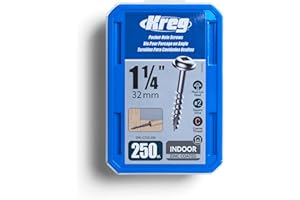 Kreg SML-C125-250 Zinc Pocket Screw - 1 1/4 Inch #8 Coarse Thread - Maxi-Loc Head - 250 Count